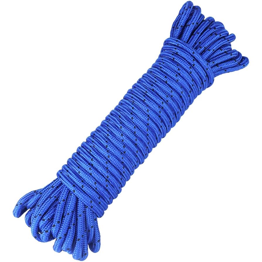 jijAcraft Nylon Rope, 66 Feet Blue with Black Nylon Rope, 1